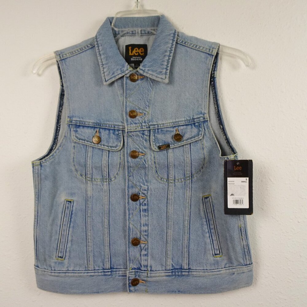 Lee Denim Vest Women's Size S Blue Denim Sleeveless Motorcycle Casual Moto US $3
